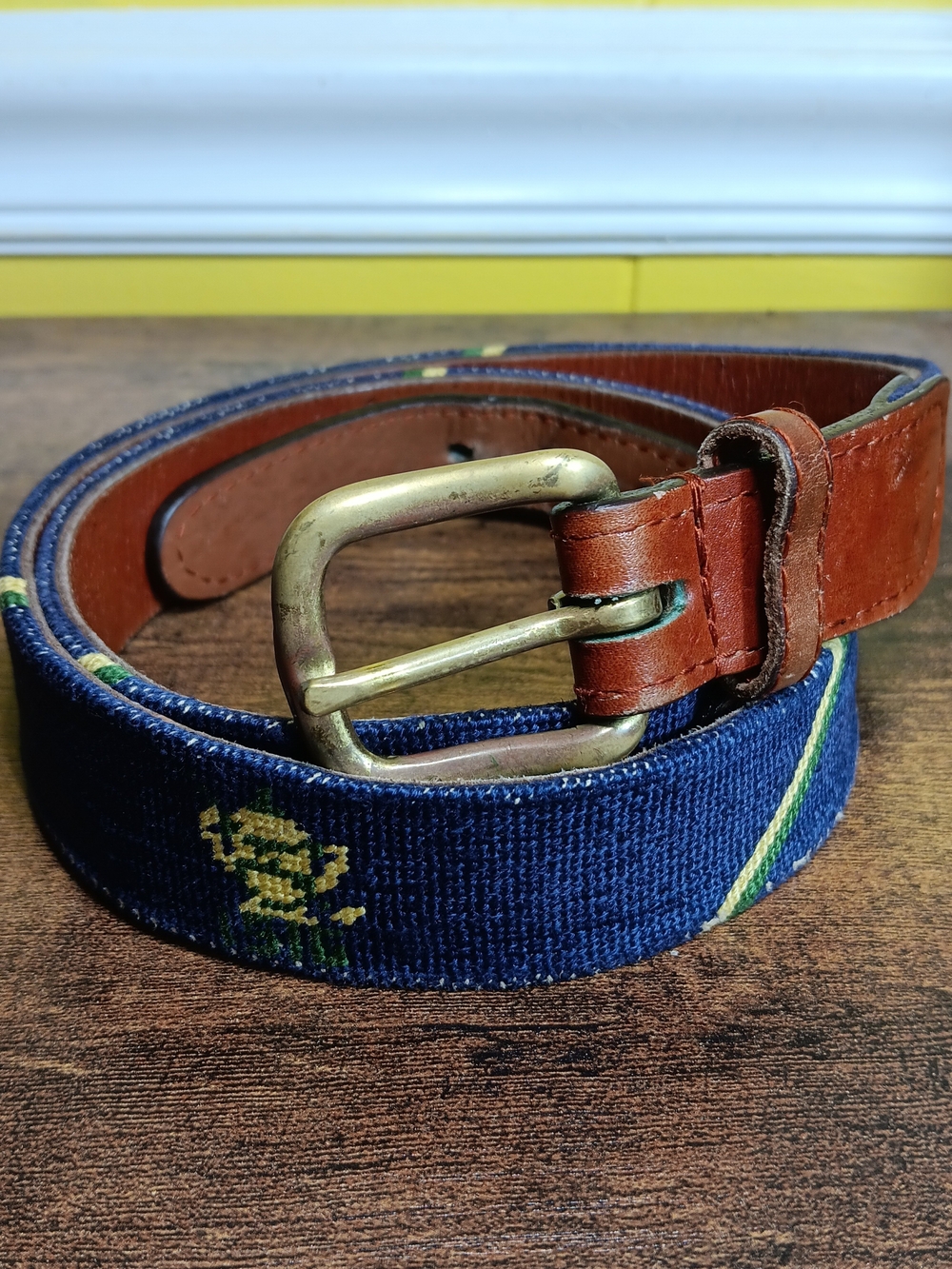 Smathers & Branson Belt Mens 38 Blue Needle Point Canvas Wanamaker 1916 PGA